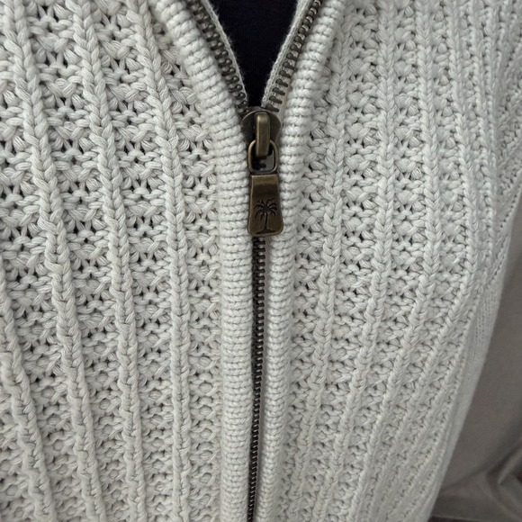 Tommy Bahama Cotton- Heavy Cable Knit Sweater Cream White Women's Sz L Full Zip - Picture 5 of 13
